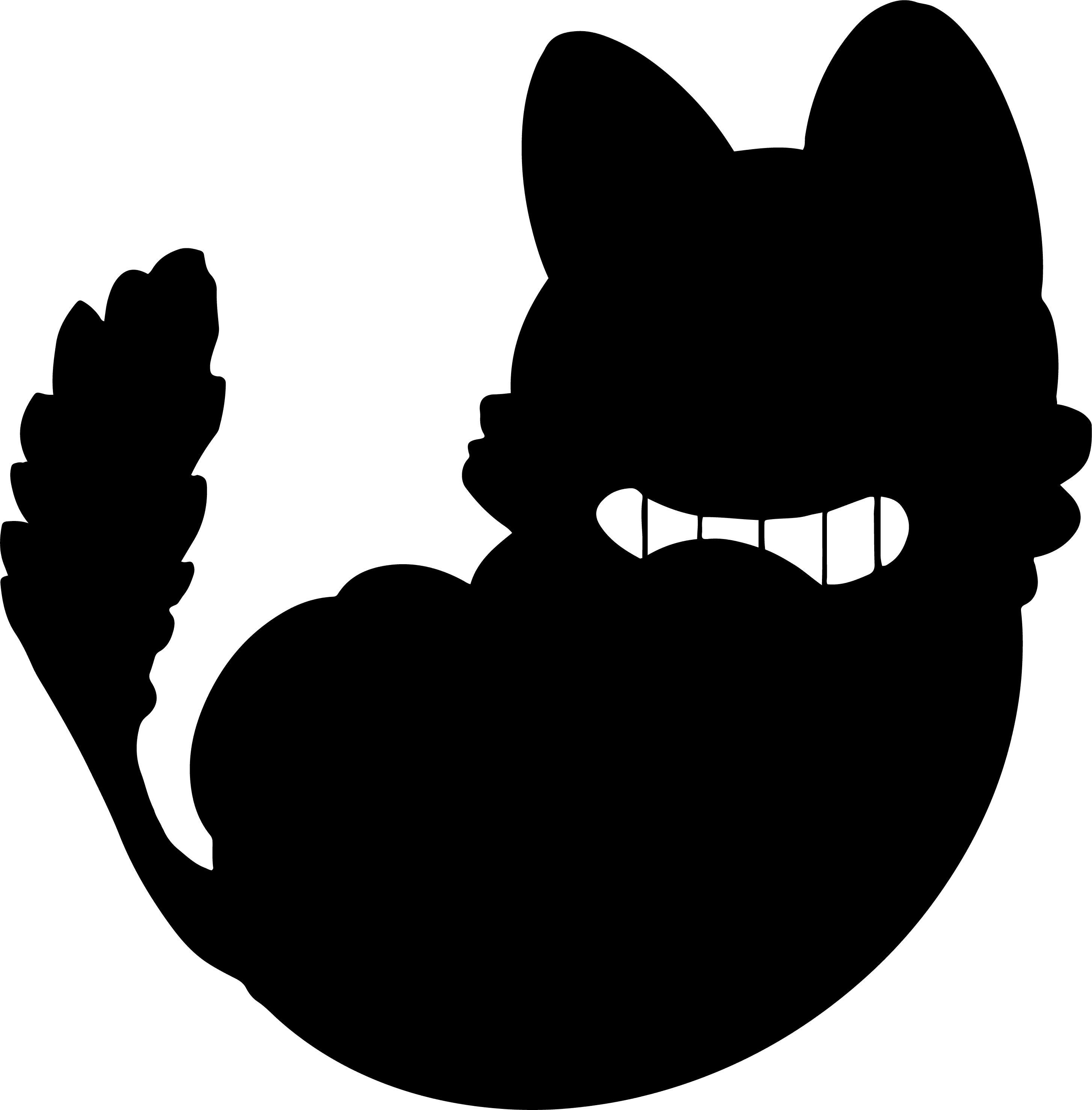 Logo de Cha'vari, un chat noir roulé avec un sourire emblématique, malicieux.